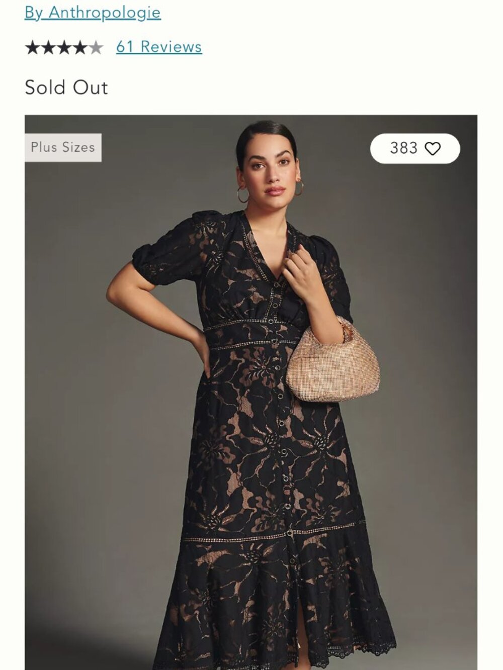 Anthropologie Ophelia Black Lace Midi Dress | Puff Sleeves | NWT | Size 10 - Picture 1 of 9